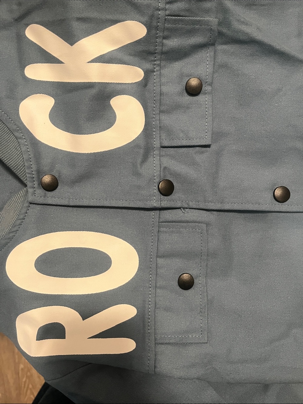 SHEIN Light Blue 'ROCK' Snap-Front Jacket - Picture 4 of 4